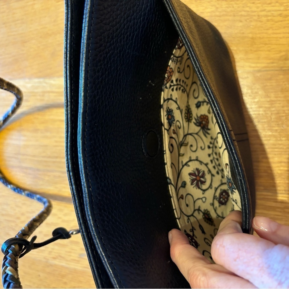 Brighton Black Leather Shoulder Bag Braided Strap - Picture 4 of 14